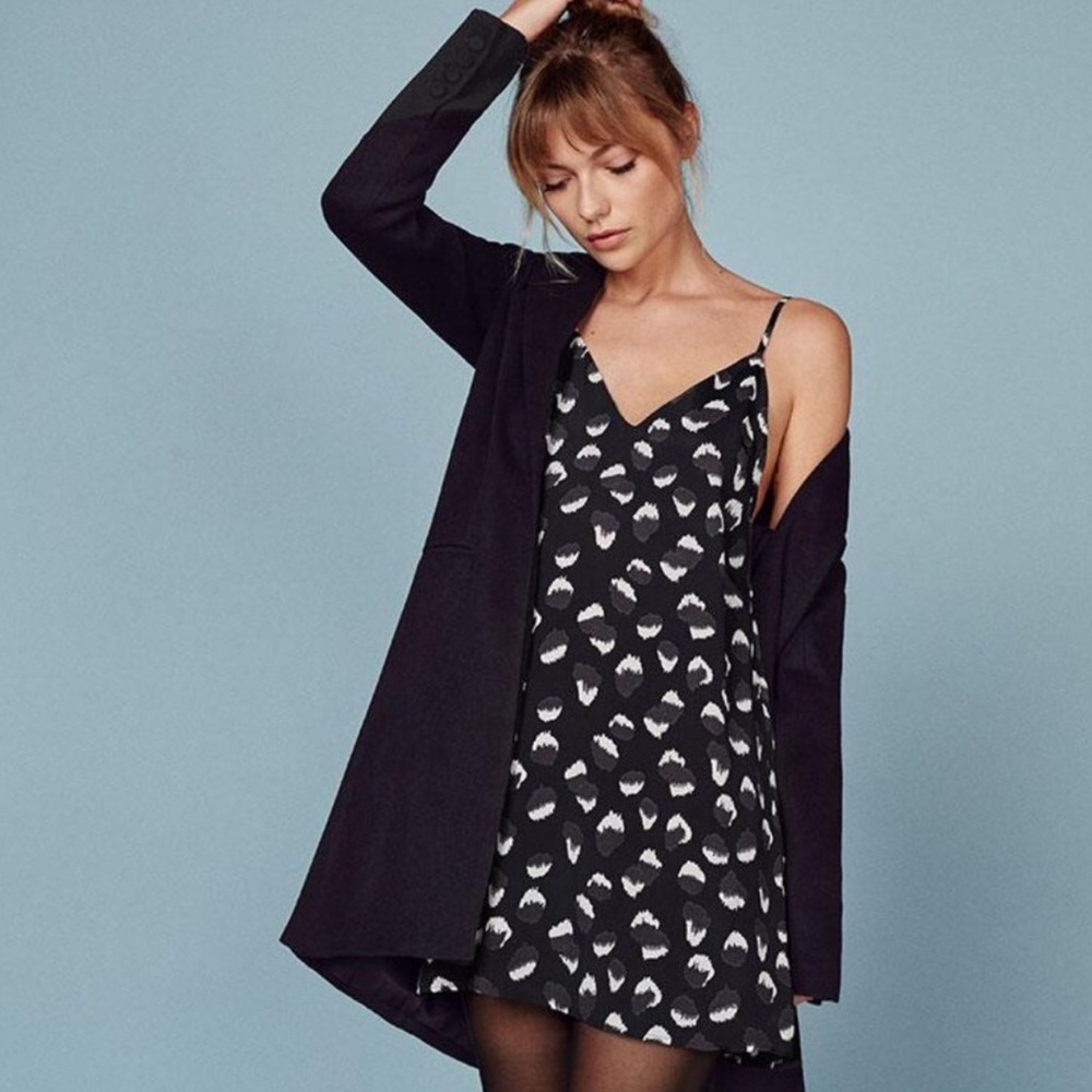Reformation Eli Leopard Silk Slip Mini Dress XS